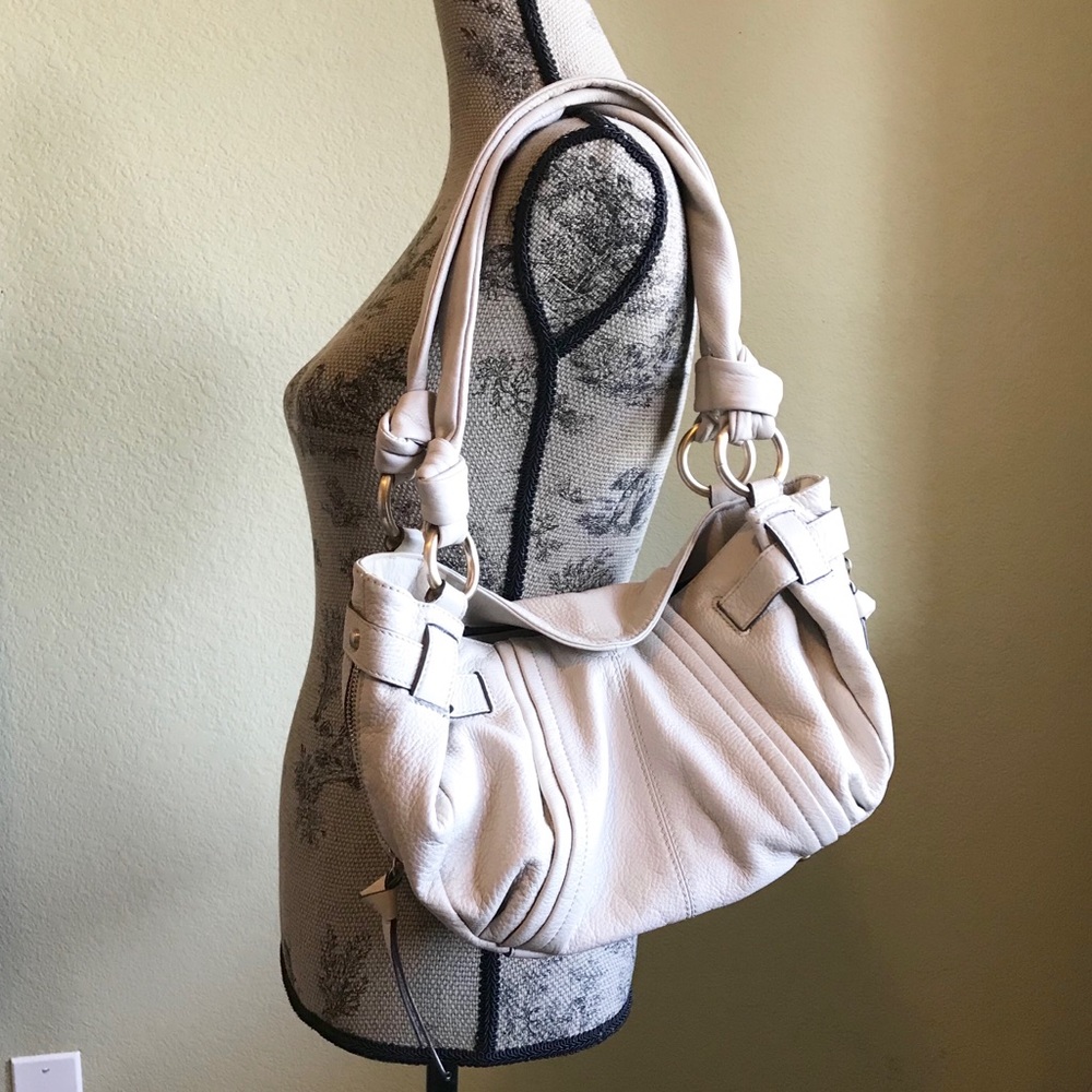 B. MAKOWSKY Cream Leather Pillow Purse
